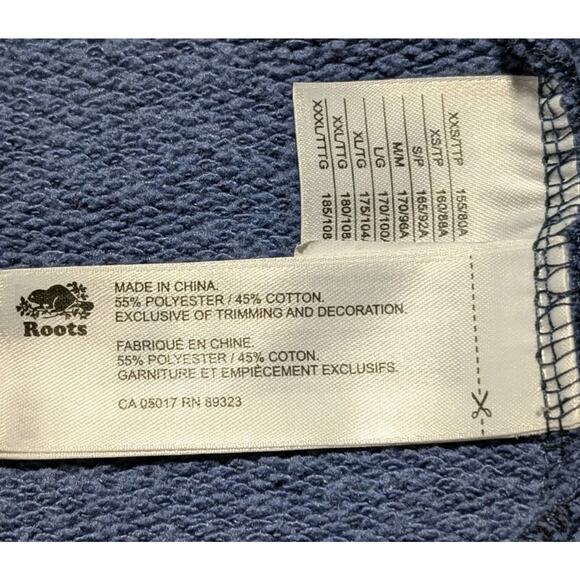 Roots Men’s Medium Hoodie Blue Pullover Sweatshirt Logo Kangaroo Pocket - Picture 7 of 11